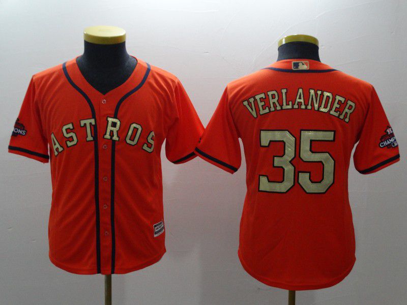 Youth Houston Astros 35 Verlander Orange Champion Edition MLB Jerseys